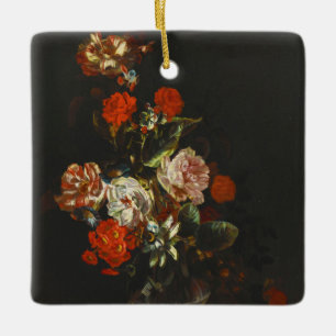 Vintages Stillleben mit Blume Keramikornament