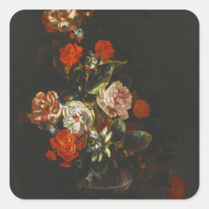 Vintages Stillleben mit Blume Quadratischer Aufkleber