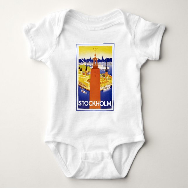 Vintages Stockholm Schweden Baby Strampler (Vorderseite)