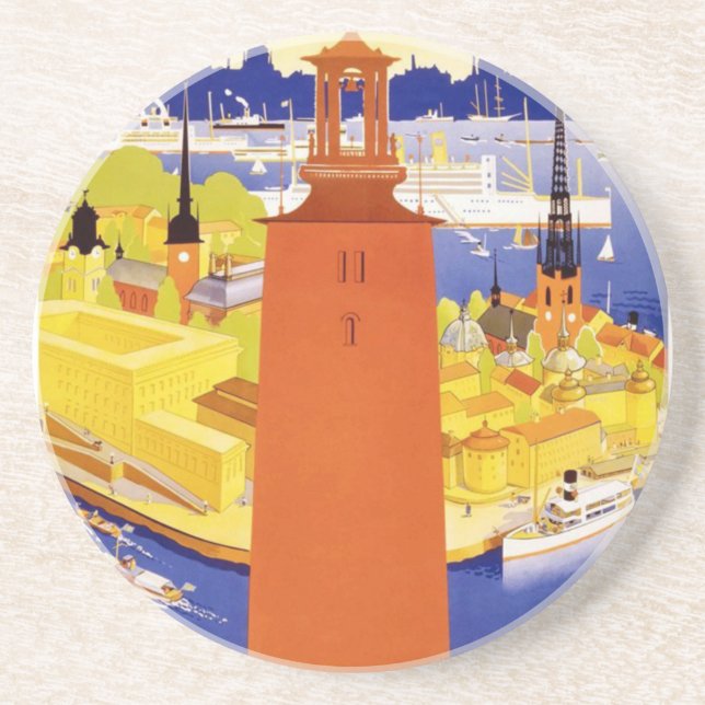 Vintages Stockholm Schweden Getränkeuntersetzer (Vorne)
