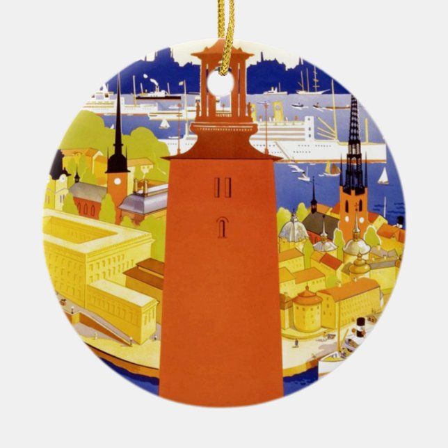 Vintages Stockholm Schweden Keramikornament (Vorne)