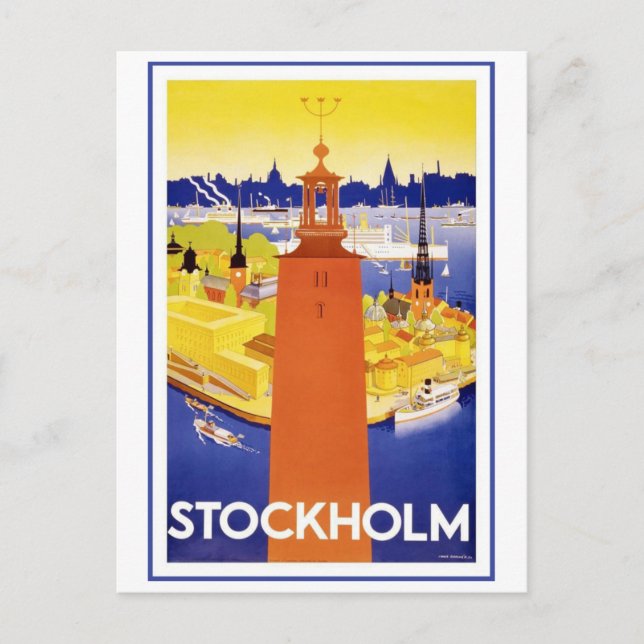 Vintages Stockholm Schweden Postkarte (Vorderseite)