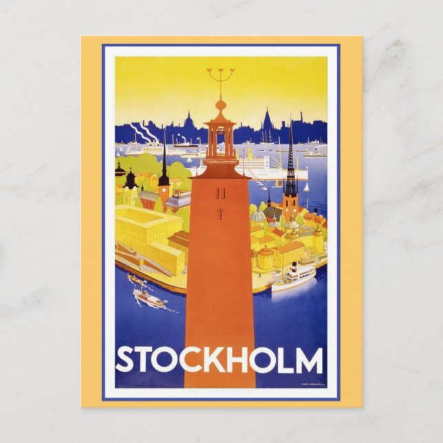 Vintages Stockholm Schweden Postkarte (Vorderseite)