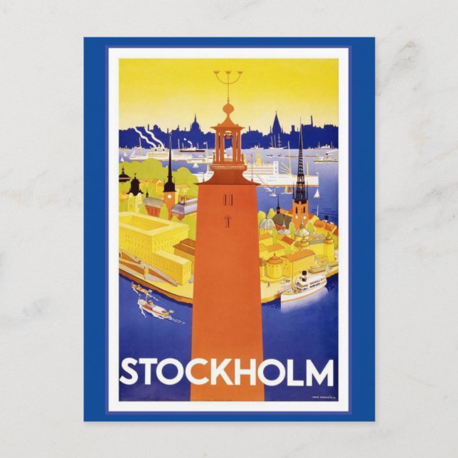 Vintages Stockholm Schweden Postkarte (Vorderseite)