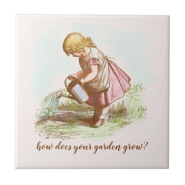 Vintages Storybook Hübsch Kinderwache Ihr Garten Fliese (Vorderseite)