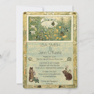 Vintages Storybook Kitten Hochzeitseinladung Einladung