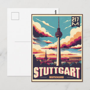 Vintages Stuttgart TV Tower Fernsehturm Postkarte