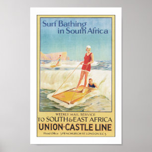 Vintages Südafrikanisches Surfplakat drucken Poster