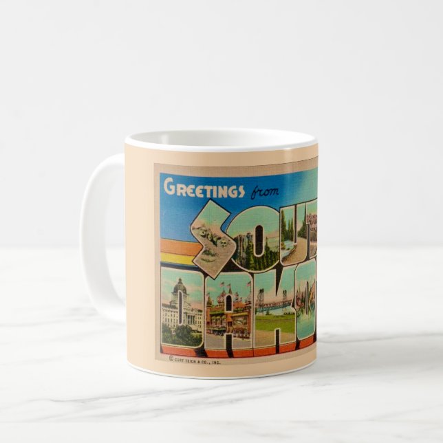 Vintages Süddakota Postkarte Tasse (Vorderseite Links)