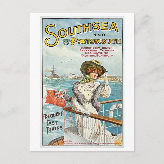 Vintages Südmeer, Reiseanzeige von Portsmouth Postkarte (Vorderseite)