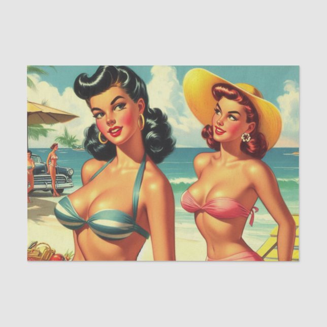 Vintages Summer Beach Button Ups Seidenpapier (Vorderseite)