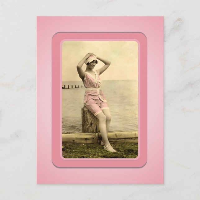 Vintages Sun Bather Beach Babes Postkarte (Vorderseite)