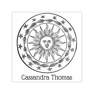 Vintages Sun-Gesicht Anthropomorpher Zeichnend #2- Permastempel