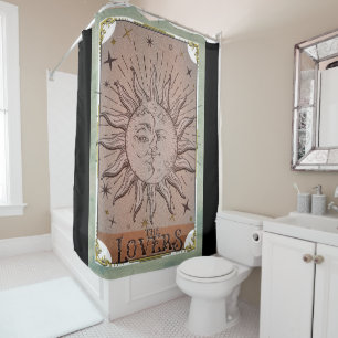 Vintages Sun & Moon Duality Lounge Tarot Card Kuns Duschvorhang