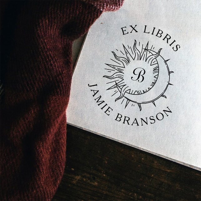 Vintages Sun & Moon Ursprüngliches Round Ex Libris Permastempel (Von Creator hochgeladen)