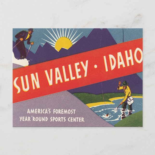 Vintages Sun Valley Idaho Postkarte (Vorderseite)