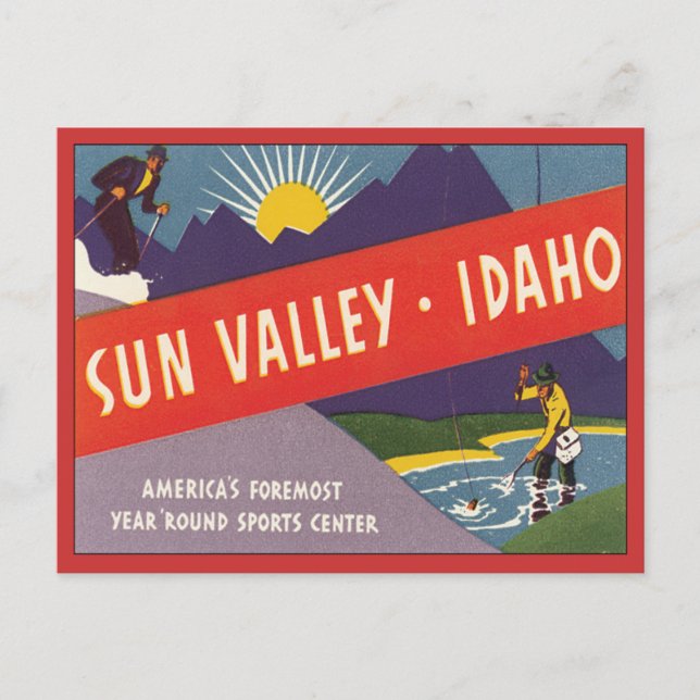 Vintages Sun Valley Idaho Postkarte (Vorderseite)