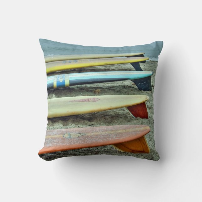 Vintages Surfbrettthrow-Kissen Kissen (Vorderseite)