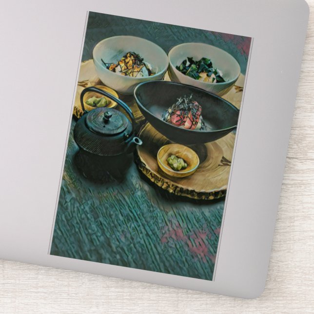 Vintages Sushi-Geschenk Aufkleber (Detail)