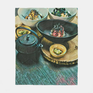 Vintages Sushi-Geschenk Fleecedecke