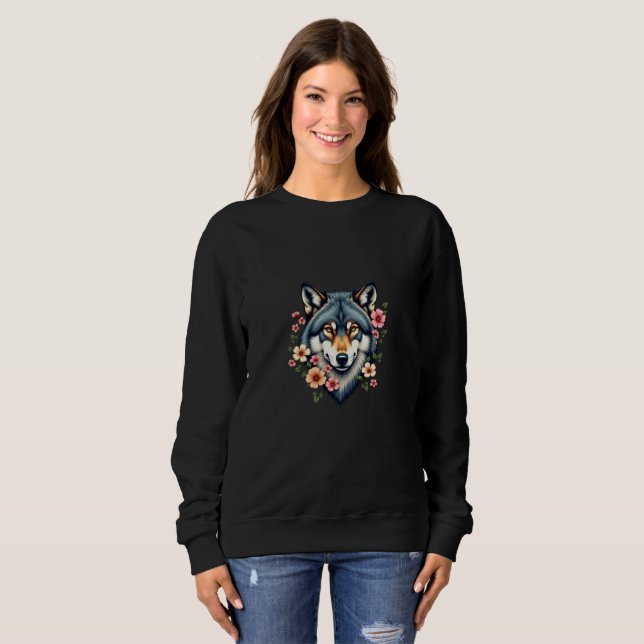 Vintages Sweatshirt für Frauenwolf (Vorne ganz)