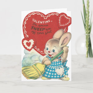 Vintages Sweep Bunny Valentine Feiertagskarte