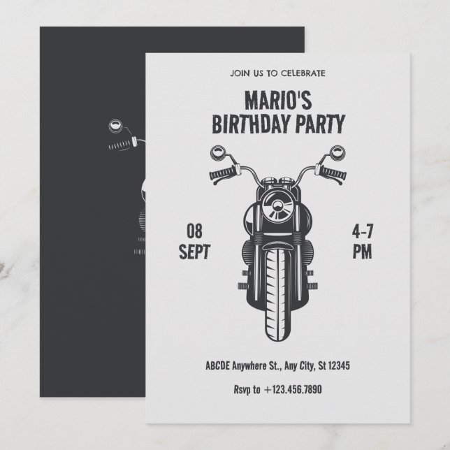 Vintages Symbol für Motorräder Einladung (Vorne/Hinten)