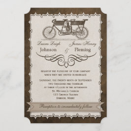 Vintages Tandem-Bicycle Wedding Einladung aus dem 