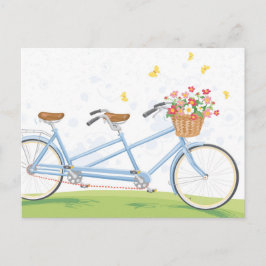 Vintages Tandem Fahrrad mit Blume Postkarte
