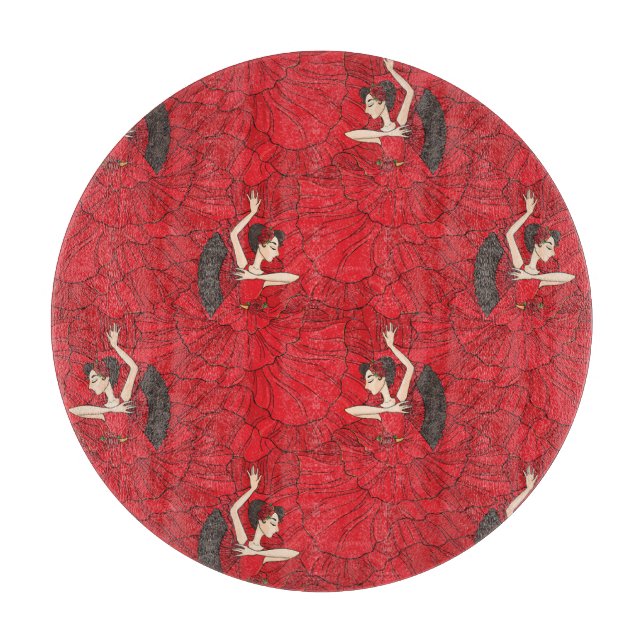 Vintages Tango Flamenco-Tanzmuster Schneidebrett (Vorderseite)