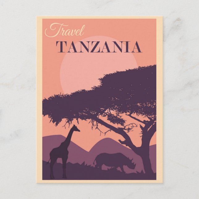 Vintages Tansania Africa Travel Postkarte (Vorderseite)