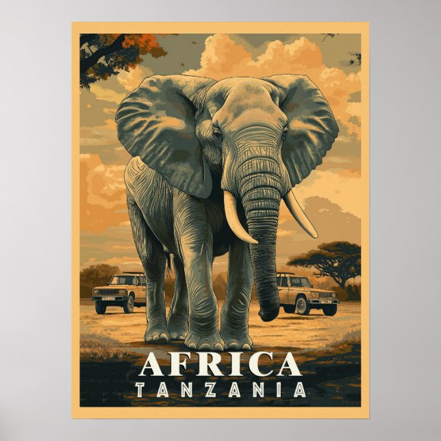 Vintages Tansania: Safari-Abenteuer Poster (Vorne)