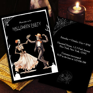 Vintages Tanzskelett Erwachsene Halloween-Party Einladung