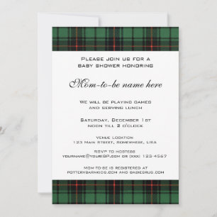 Vintages Tartan, Davidson Moderne Babydusche Einladung