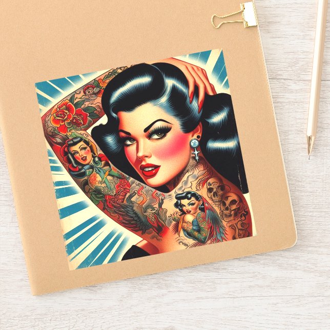 Vintages tattooides Button Aufkleber (Notizbuch)
