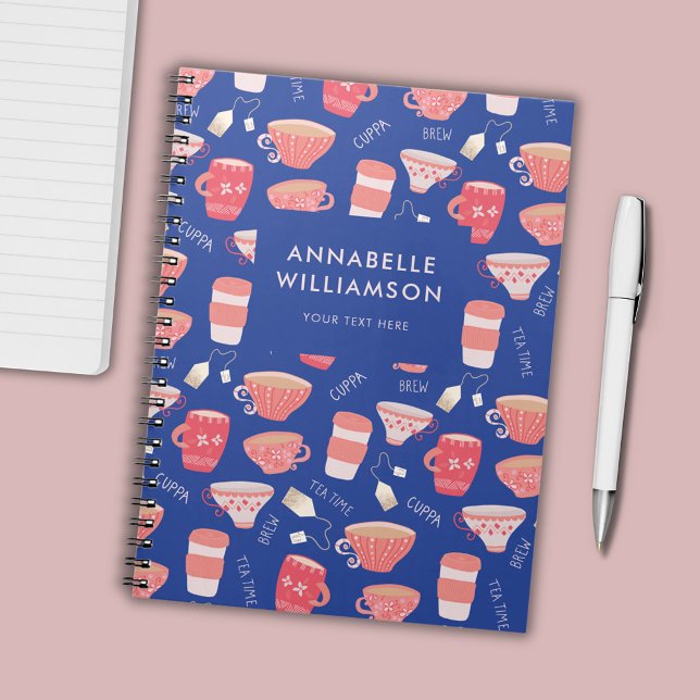 Vintages Teacup Peach-Muster Notizblock (Peach teacup teatime personalized notebook)
