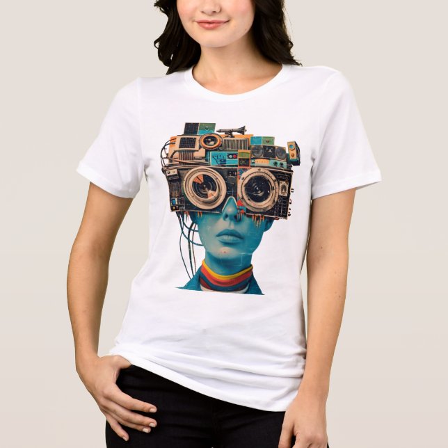 Vintages technisches Design Tri-Blend Shirt (Vorderseite)