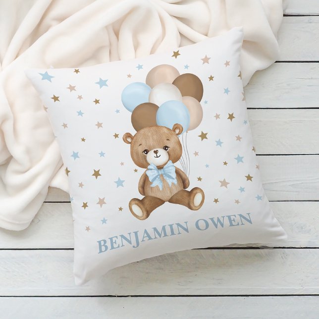 Vintages Teddy Bear Balloons Baby Boy Kinderzimmer Kissen (Von Creator hochgeladen)