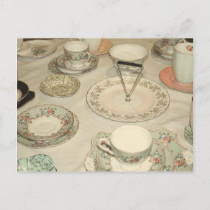 Vintages Tee Party, China Tee Set Shabby Chic Postkarte