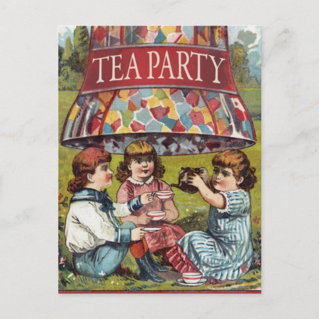 Vintages Tee-Party Einladungspostkarte (Vorderseite)