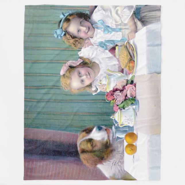 Vintages Tee-Party Fleecedecke (Vorderseite)