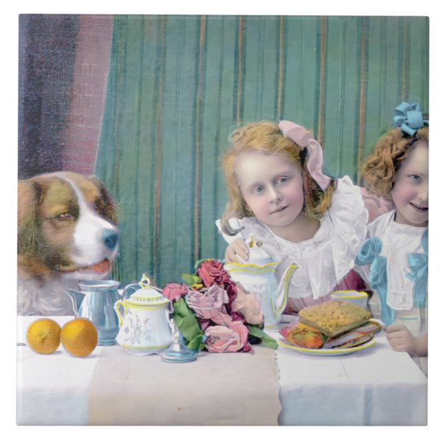 Vintages Tee-Party Fliese (Vorderseite)