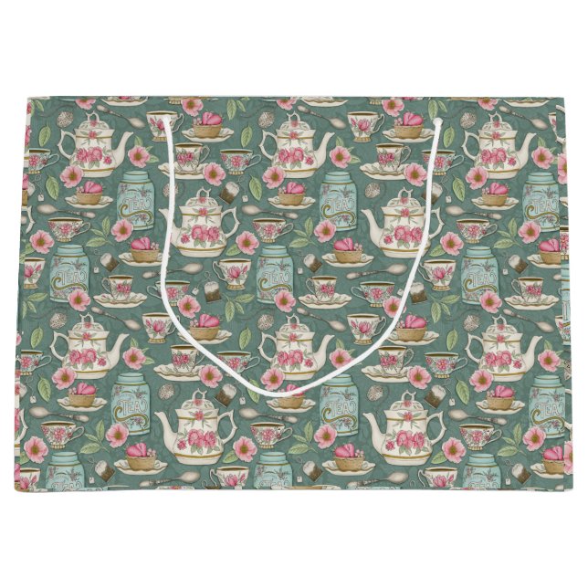 Vintages Tee-Party Große Geschenktüte (Vorderseite)