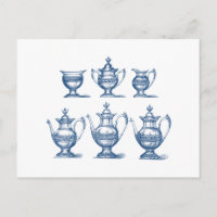 Vintages Tee Set Blau Weißer Kaffeebeutel dekorati