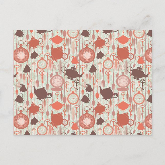 Vintages Teezeitmuster Postkarte (Vorderseite)