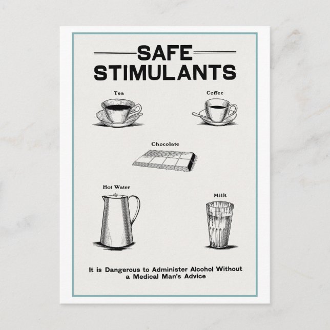 Vintages Temperance-Poster "Safe Stimulans" Postkarte (Vorderseite)