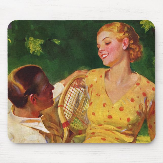 Vintages Tennis, Liebe und Romantik Mousepad (Vorne)