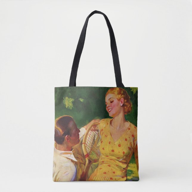Vintages Tennis, Liebe und Romantik Tasche (Vorderseite)