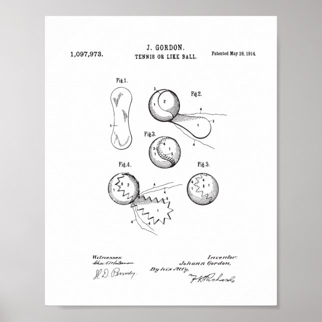 Vintages Tennisball-Patentposter, Original Ball Poster (Vorne)
