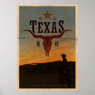 Vintages Texas Cowboy Reiseplakat Poster